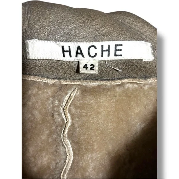 Hache Vintage Genuine Italian Leather Elegant Cream Women's Cape Coat - Picture 8 of 16